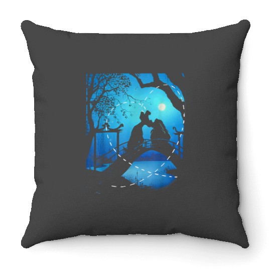 Disneyss The Lady And The Tramp Night Time Silhouette Throw Pillows