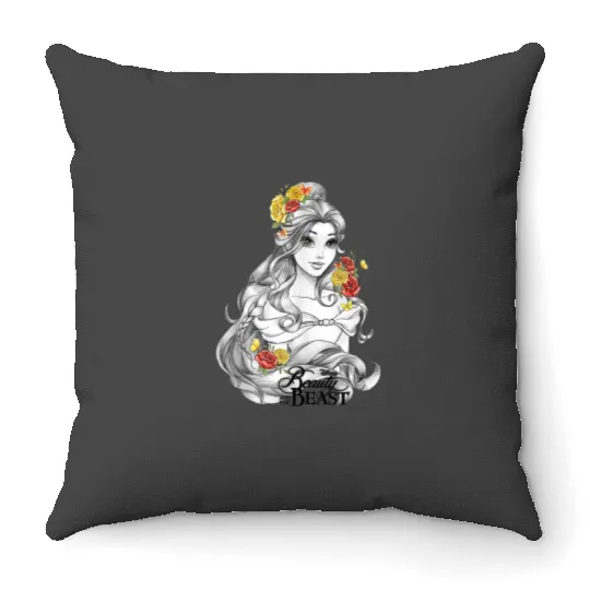 Disney Beauty And The Beast Belle Sketched Portrait Throw Pillows