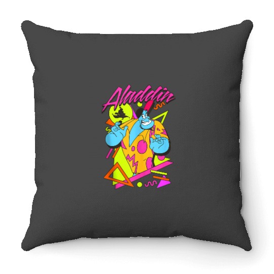 Disney Aladdin Genie 90s Style Retro Vintage Portrait Throw Pillows