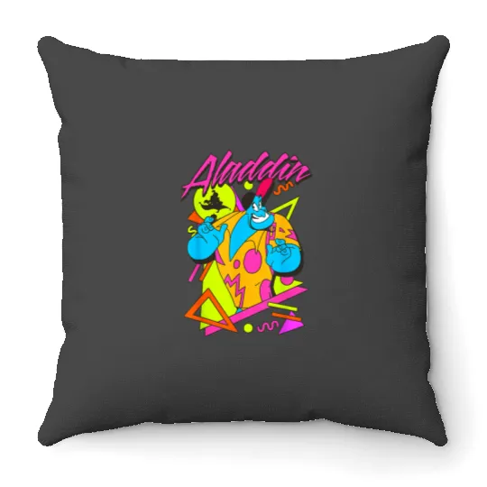 Disney Aladdin Genie Retro Abstract 90s Print Graphic Throw Pillows
