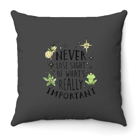 Disneyss The Princess The Frog Never Lose Sight Text Throw Pillows