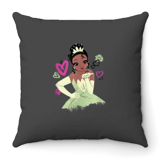 Disneyss The Princess And The Frog Tiana Heart Kissses Sketch Throw Pillows