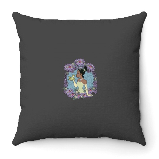 Disneyss Princess And The Frog Tiana Floral Frame Portrait Throw Pillows