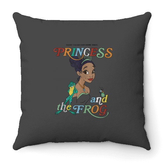 Disneyss Princess And The Frog Tiana And Frog Naveen Portrait Throw Pillows