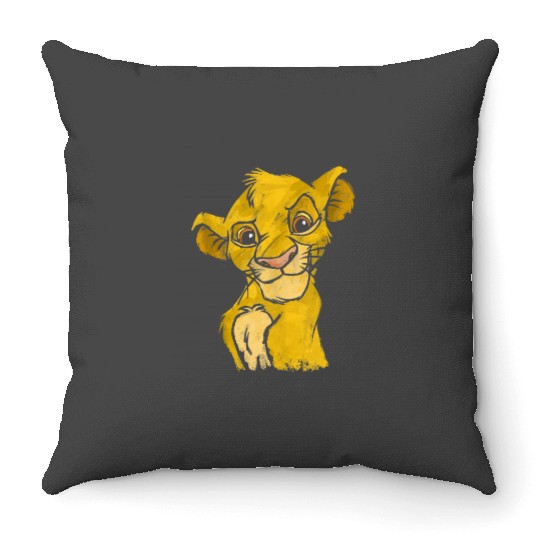 Disney Lion King Young Simba Smiling Portrait Sketch Throw Pillows