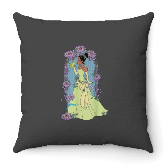 Disneyss The Princess And The Frog Tiana Profile Stained Glass Throw Pillows