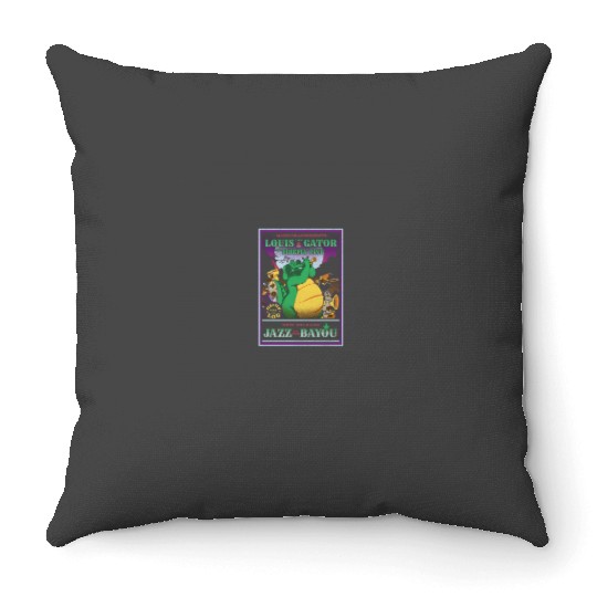 Disneyss Princess And The Frog Louis Rockadile Poster Throw Pillows