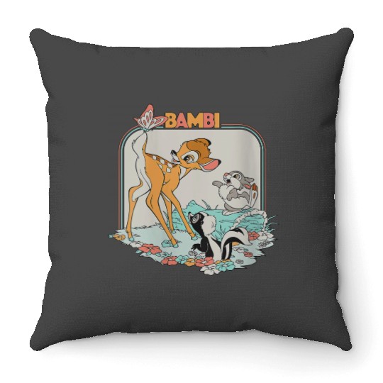 Disneyss Bambi Movie Retro Throw Pillows