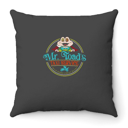 Disney Vintage Mr. Toad's Taxi Service Great Rates Throw Pillows