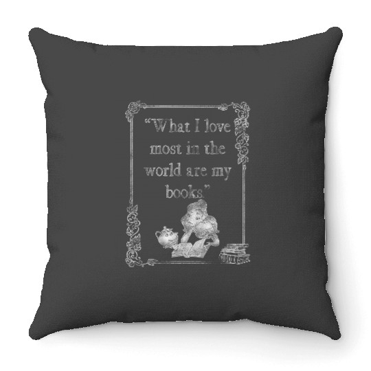 Disney Beauty and the Beast Belle Books I Love Most Quote Throw Pillows
