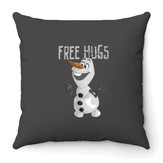 disney frozens Olaf Vintages Free Hugs Big Snowman Logo Throw Pillows