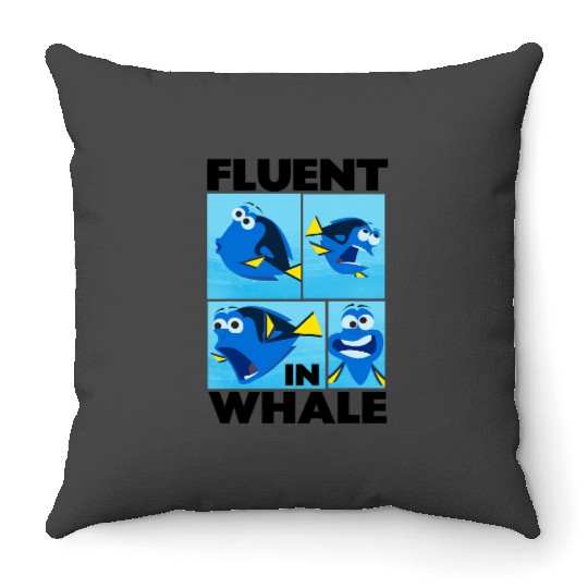Disney Pixars Finding Dory Fluent in Whale Dory Box UPSs Throw Pillows