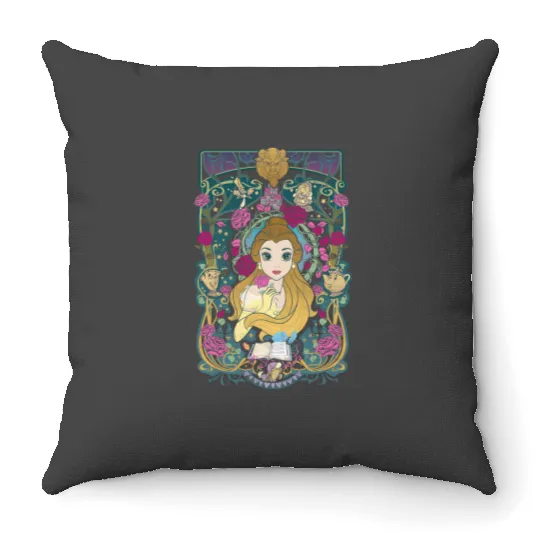 Disney Beauty And The Beast Belle Surrounded Graphic Throw Pillows