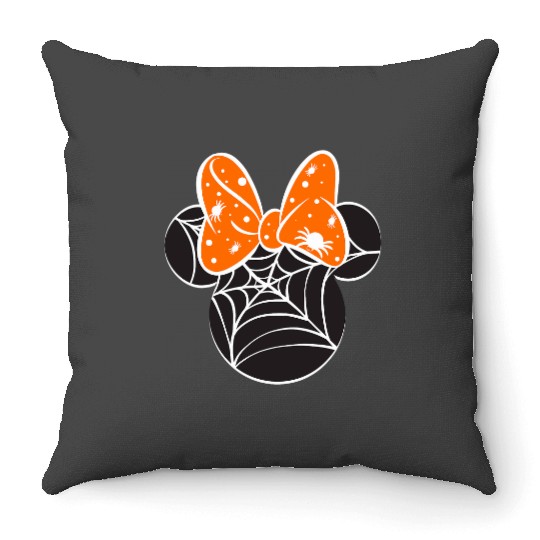 Disney Mickey & Friends Halloween Minnie Spider Web Logo Throw Pillows