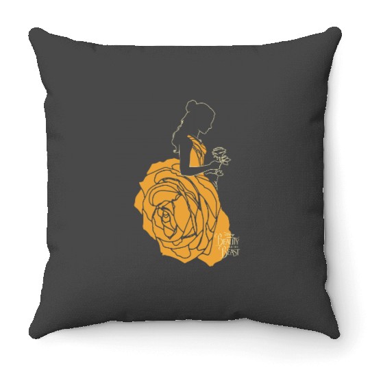 Disney Beauty The Beast Belle A Rose Dress Graphic Throw Pillows