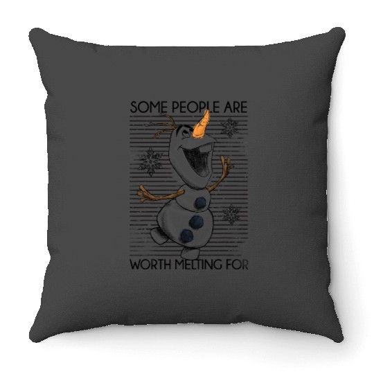 disney frozens Olaf Some People Are Worth Melting For Throw Pillows