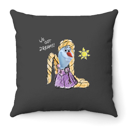 Disney Olaf Presents Tangled Rapunzel We Got Dreams Throw Pillows