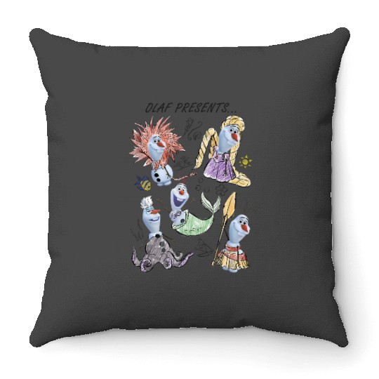 Disney Olaf Presents Costume Sketches Throw Pillows