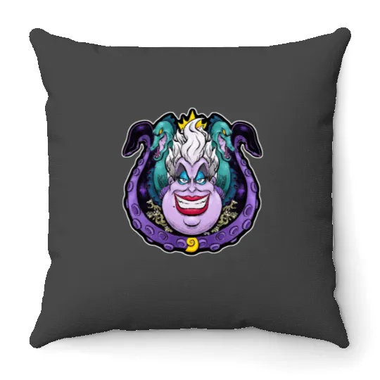Ursula Villain Vintage Throw Pillows, Disney Villain's Ursula Throw Pillows, Ursula Sea Witch Women's Throw Pillows, Disney Sea Witch Ursula Classic Throw Pillows