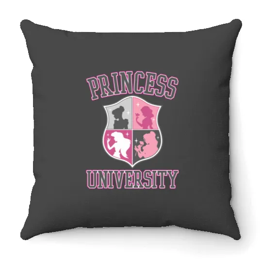 Disney Princess University College Text Logo Graphic Throw Pillows