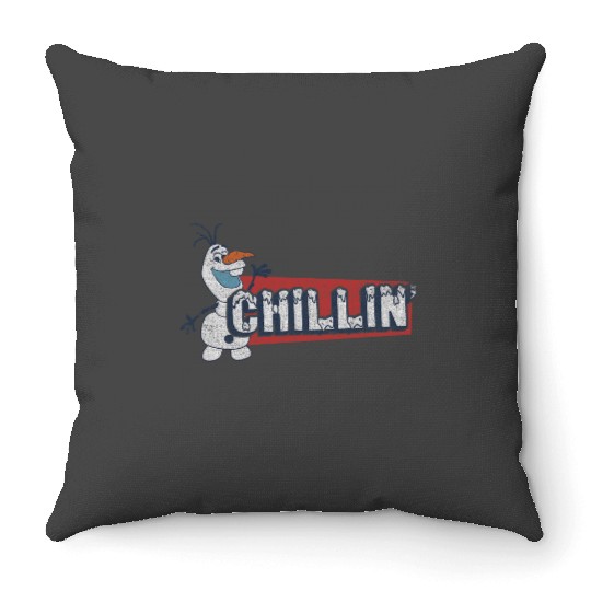disney frozens Olaf Chillin Red Block Text Throw Pillows