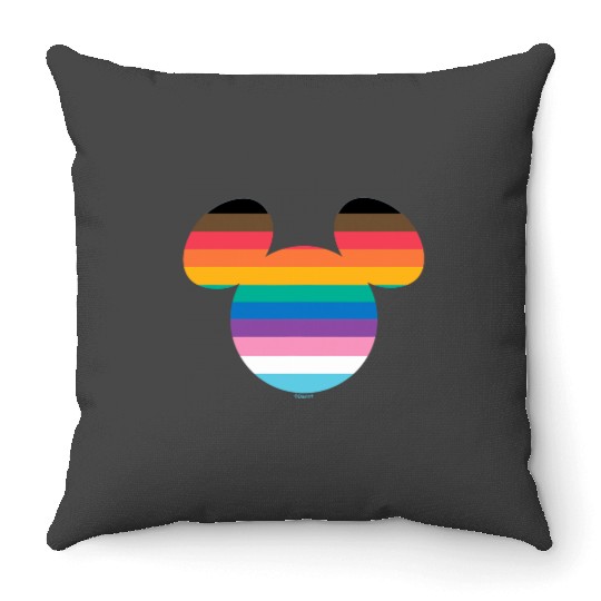 Disney Mickey Mouse Pride Inclusives Rainbow Head Icon Fill Throw Pillows