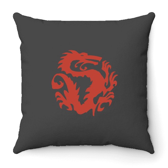 Disney Mulan Red Dragon Emblem Graphic Throw Pillows
