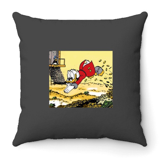 Disney DuckTales Scrooge McDuck Swimming In Cash Throw Pillows