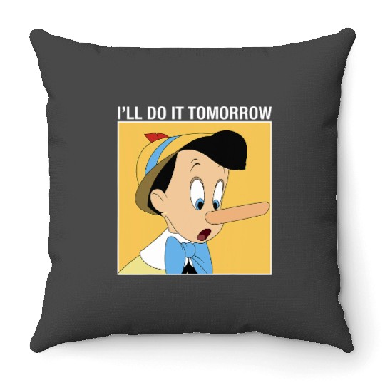 Disney Pinocchio Ill Do It Tomorrow Throw Pillows