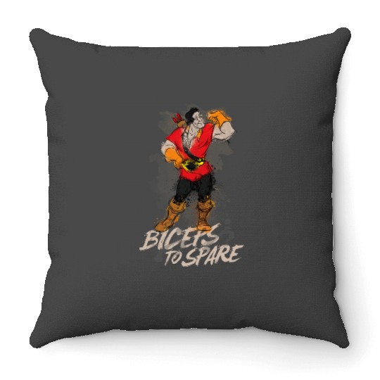 Disney Beauty and the Beast Gaston Biceps to Spare Throw Pillows