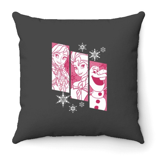 disney frozens Anna Elsa Olaf Snowflake Panel Graphic Throw Pillows