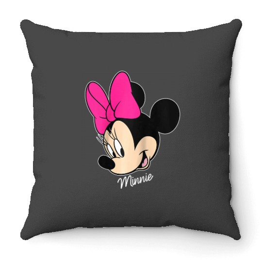 Disney Mickey And Friends Minnie Mouse Big Face Raglan Baseball Tee Throw Pillows