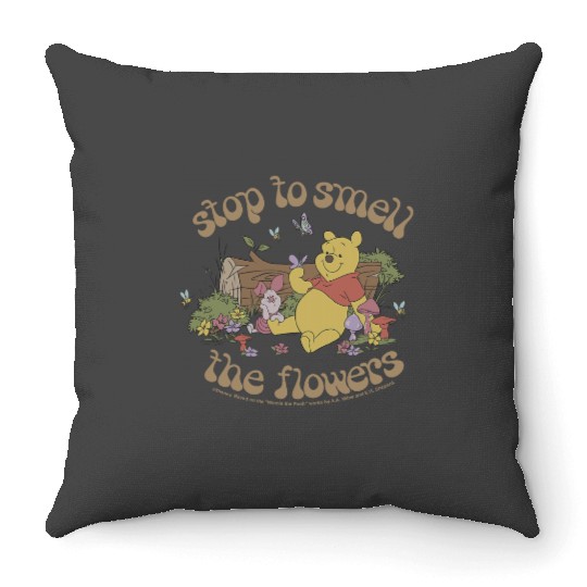 Disney Winnie The Pooh Piglet And Pooh Smell The Flowers Throw Pillows