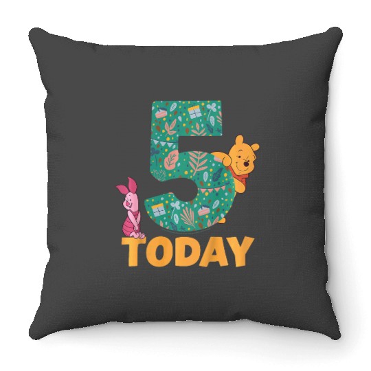 Kids Disney Winnie the Pooh Piglet Birthday 5 Years Old Today Throw Pillows