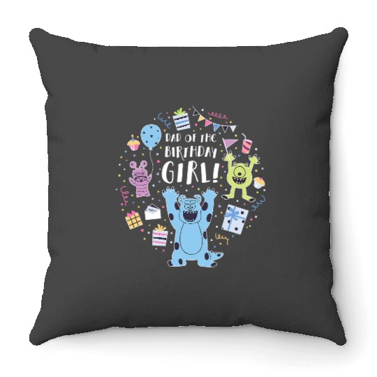 Disney and Pixars Monsters Inc. Dad of the Birthday Girl Throw Pillows
