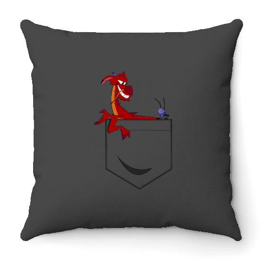 Disney Mulan Mushu Left Chest Pocket Graphic Throw Pillows
