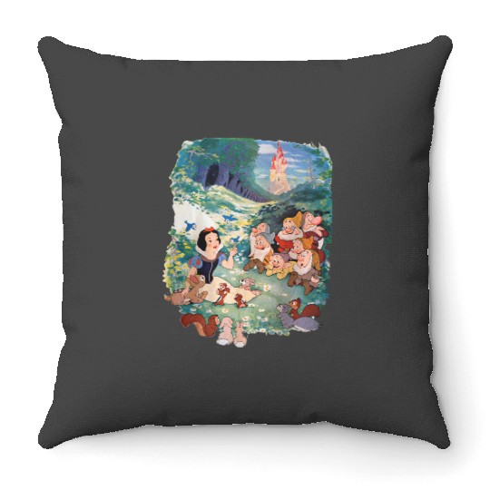 Retro 90s Disney Snow White  Throw Pillows, Retro Snow White 7 Dwarfs Throw Pillows, Vintage Disney Princess Throw Pillows