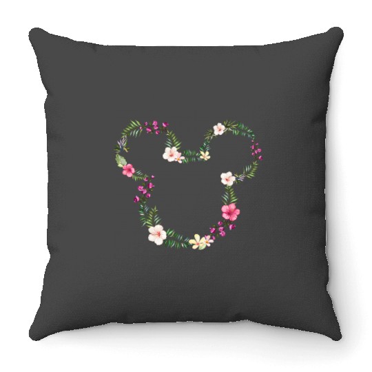 Disney Mickey Friends Mickey Tropical Floral Ears Throw Pillows