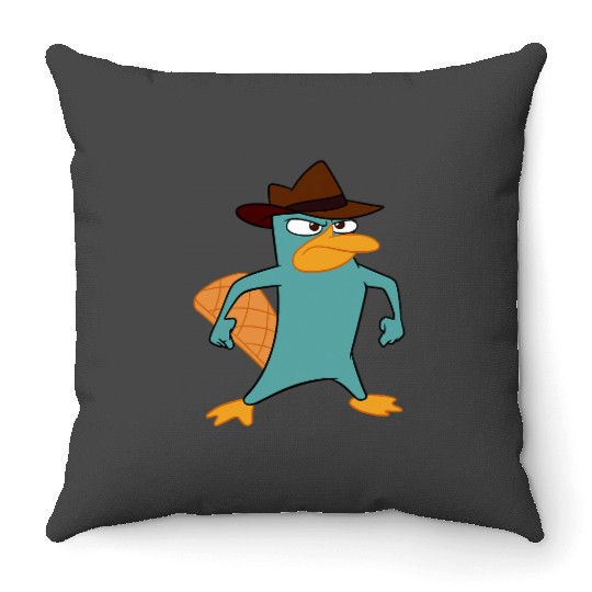 Disney Phineas And Ferb Perry The Platypus Bravess Stance Throw Pillows