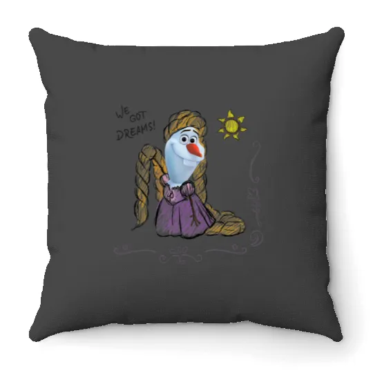 Disney Olaf Presents Rapunzel Costume Sketch Throw Pillows