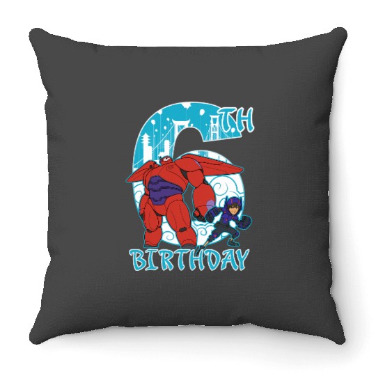 Disney Big Hero 6 Baymax Hiro 6th Birthday Graphic Throw Pillows