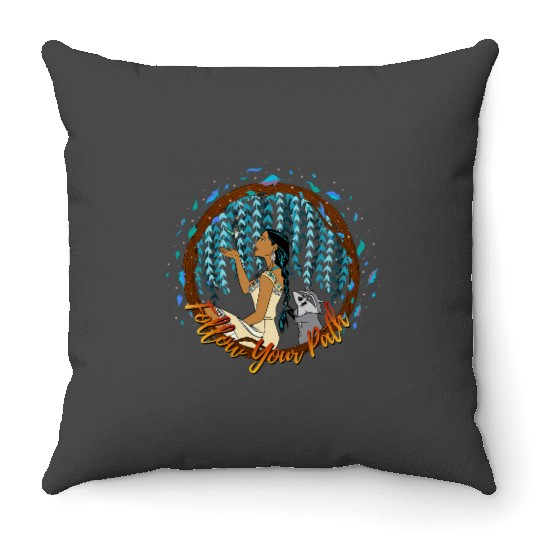 Disney Pocahontas Follow Your Path Circle Text Throw Pillows