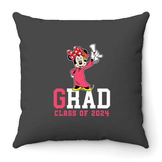 Disney Minnie Mouse 2024 Graduation Class of 24 Rad Grad Throw Pillows