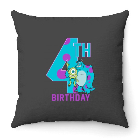 Disney Pixars Monsters Inc. Mike Sully Happy 4th Birthday Throw Pillows