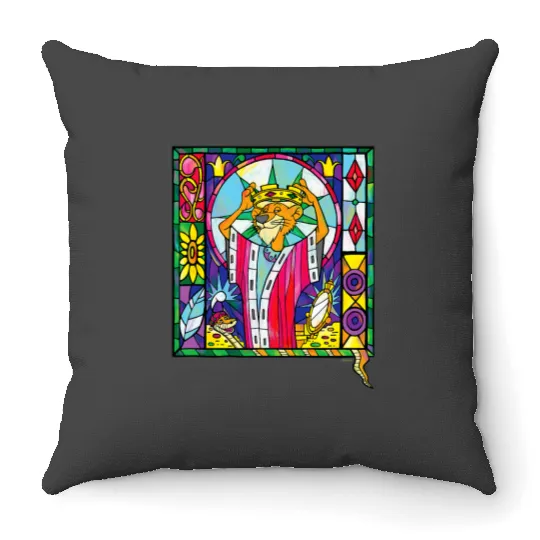 Disney Villains Prince John Robin Hood Stained Glass Window Throw Pillows
