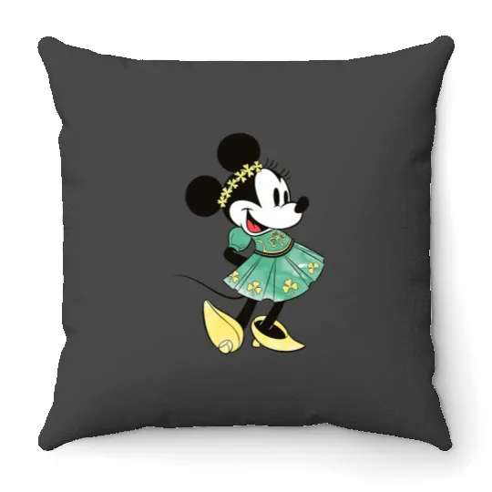 Disney Minnie Mouse Shamrock Dress St. Patricks Day Throw Pillows