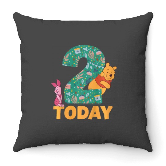 Kids Disney Winnie the Pooh Piglet Birthday 2 Years Old Today Throw Pillows