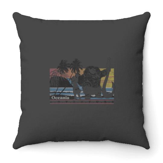 Disney Moana Maui Pua Oceania Adventure Vintages Throw Pillows
