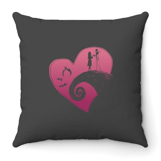 Disney The Nightmare Before Christmas Jack and Sally Heart Throw Pillows
