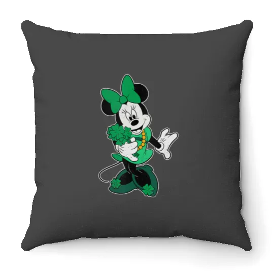 Disney Retro Shamrock Minnie Mouse St. Patricks Day Throw Pillows